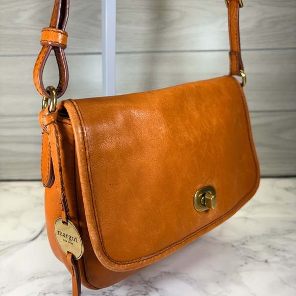 margot Handbags - Margot Burnt Orange Leather Shoulder Bag